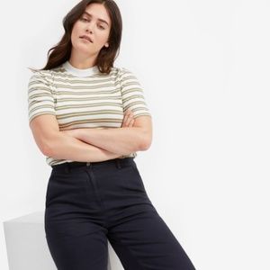 Everlane Striped Cotton Mockneck Tee